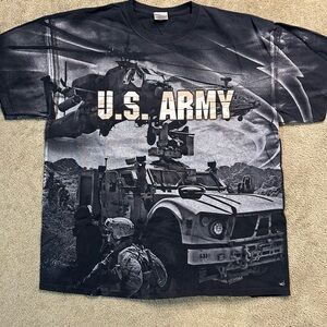 Vintage US Army All Over Print AOP War T Shirt Size XL Y2K